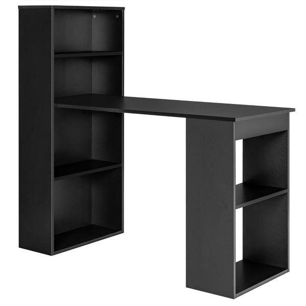 Black desk with store drawers and shelves