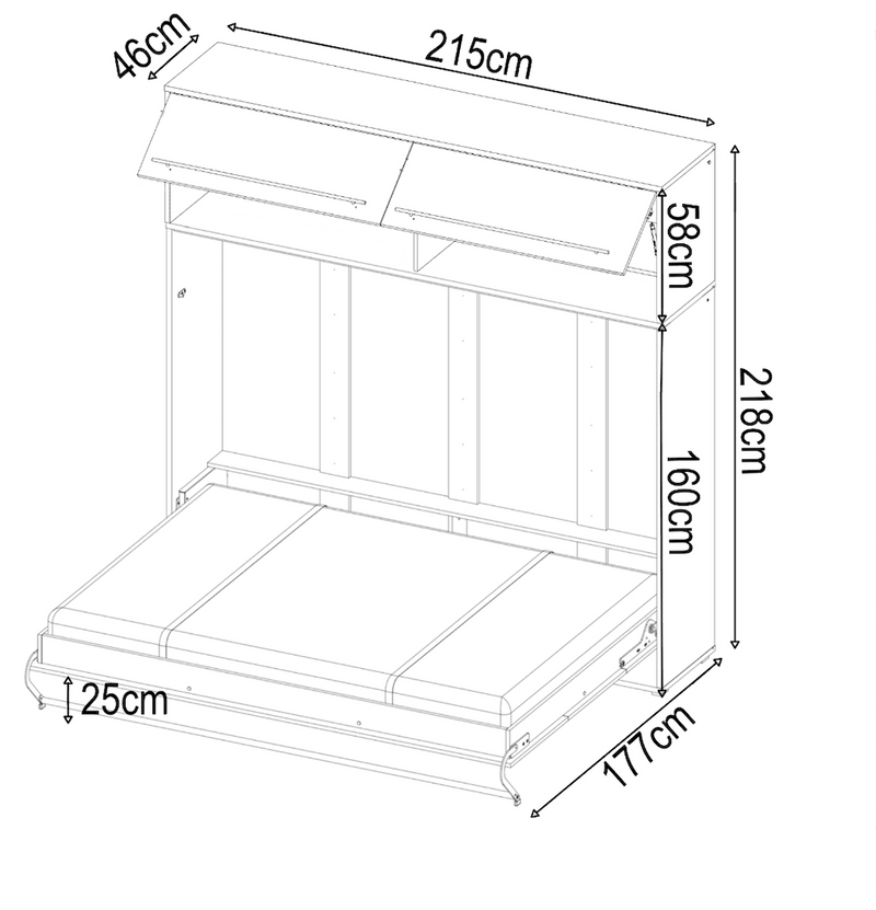 CP-04 Horizontal Wall Bed Concept Pro 140cm with Over Bed Unit