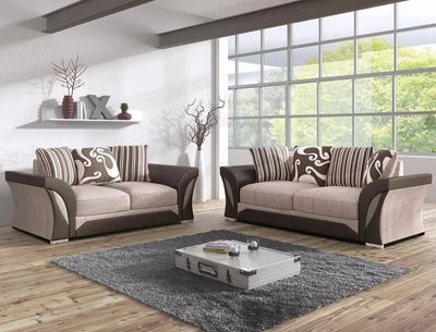 Sparrow Chenille Fabric 3 +2 Seater Sofa Set - Black & Grey / Brown & Beige