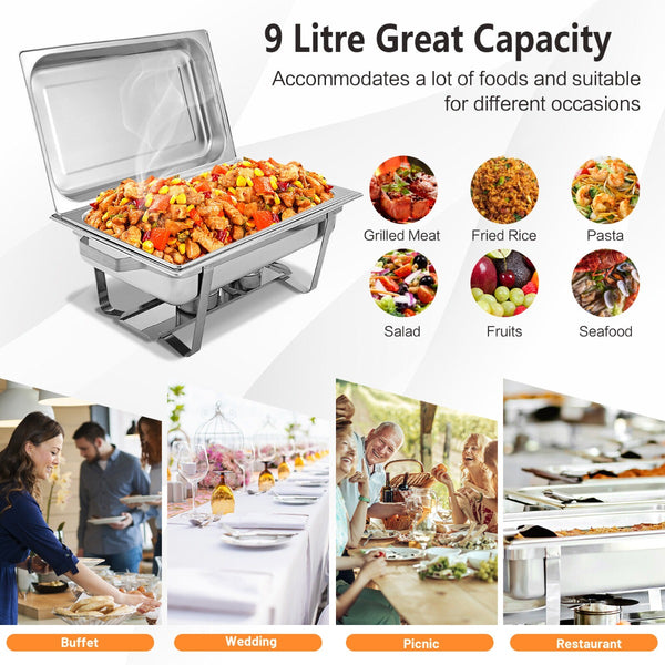 9L/9Q 2 Pack Pans Stainless Steel Catering Food Warmer