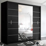 Lisbane Sliding Door Wardrobe - Black, White, Grey