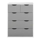 Alton 5 Drawer Chest of Drawers in Grey and White