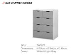 Alton 5 Drawer Chest of Drawers in Grey and White