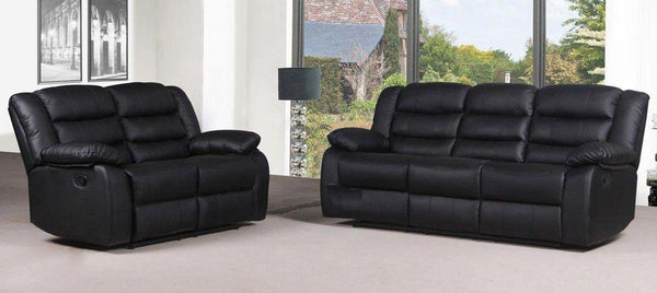 3 seater black leather recliner online sofa