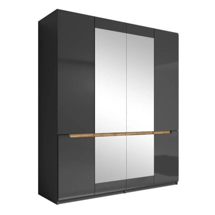 Steadfast 20 - 4 Door Mirror Wardrobe 180cm - Grey Gloss