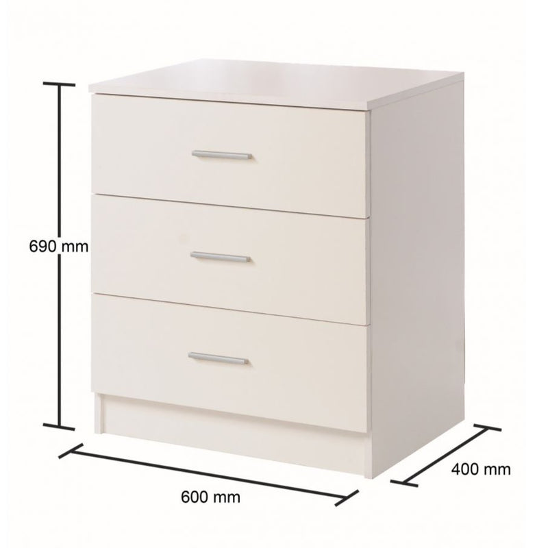 Rio Costa 3 Drawer Chest of Drawers in White