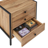 Zahra 3 drawer bedside table in oak effect