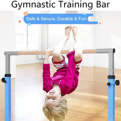 Children's Height Adjustable Gymnastics Training Bar, 90-150cm-Blue