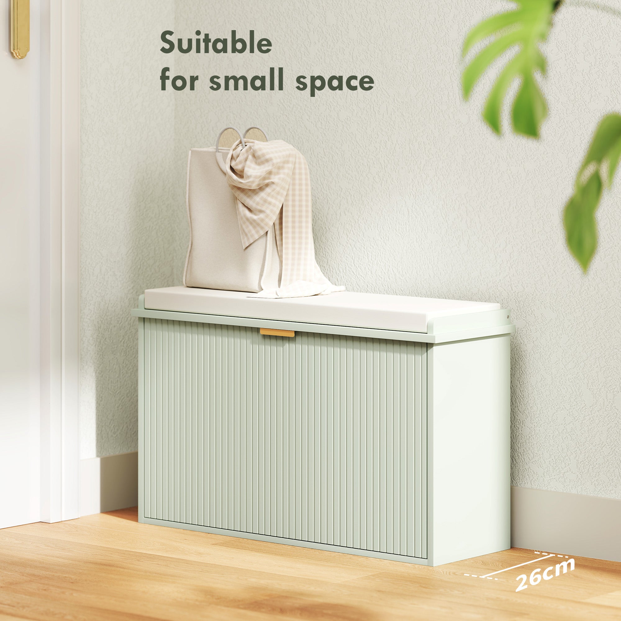 HOMCOM Elegant Eight Shoe Bench, with Top Seat - Green