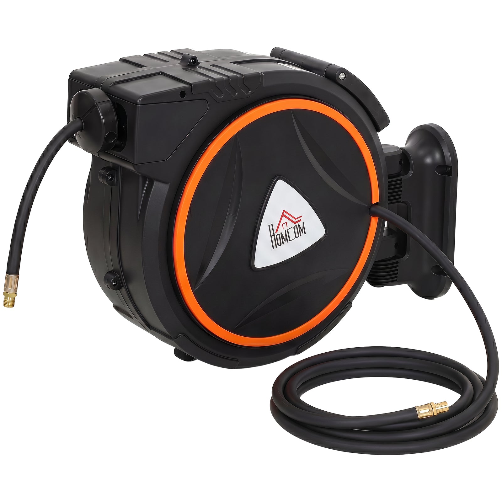 HOMCOM Auto Rewind Hose Reel, Retractable Air Hose Reel 15 m + 1.5 m, 150 Bar with 1/4" BSPT Connector, Black