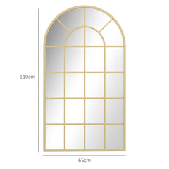 HOMCOM 110 x 65 cm Arched Decorative Wall Mirror for Bedroom Living Room, Modern Window Bathroom Mirror for Home Decor