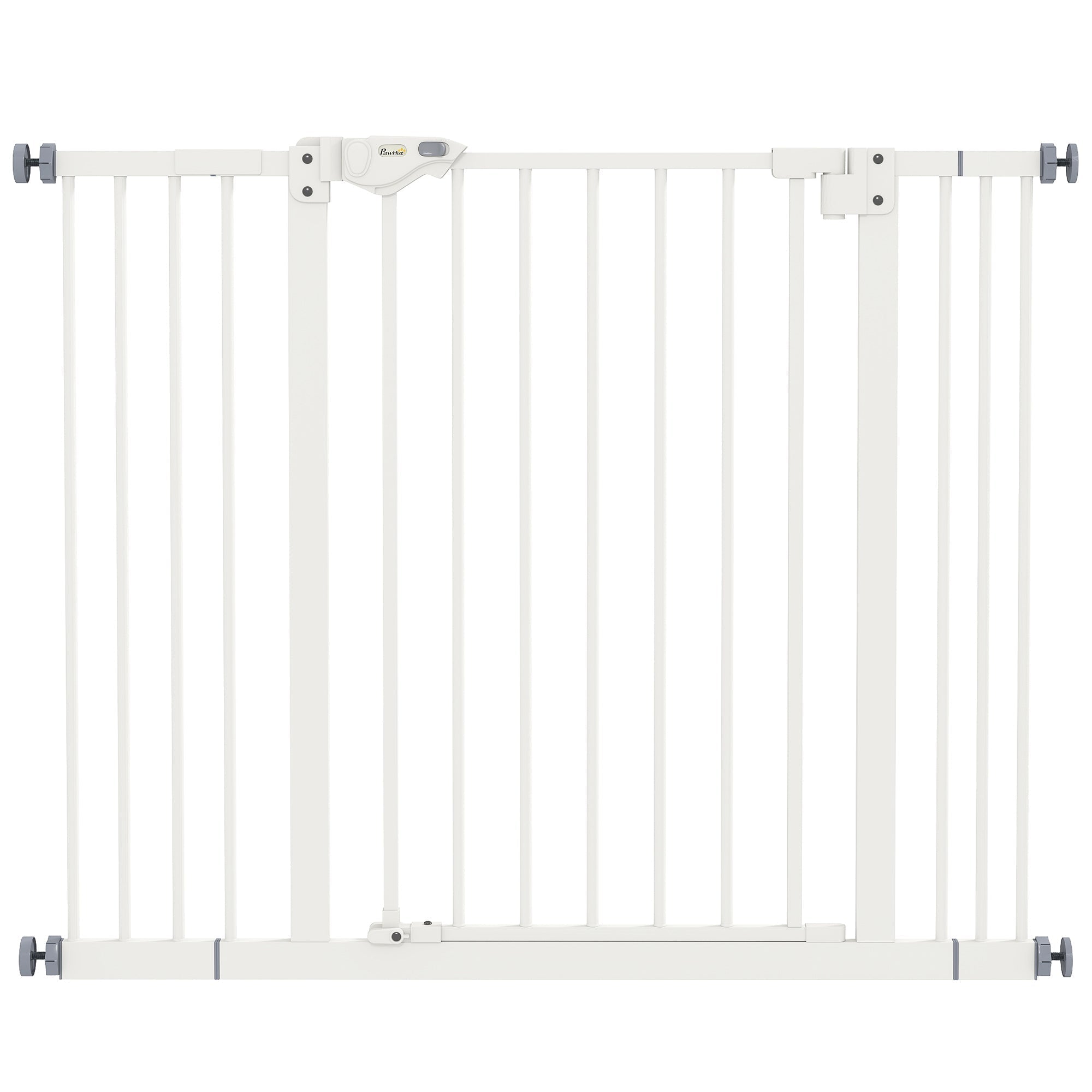 PawHut Adjustable Safety Gate w/ Two Extensions, Four Adjustable Screws, White