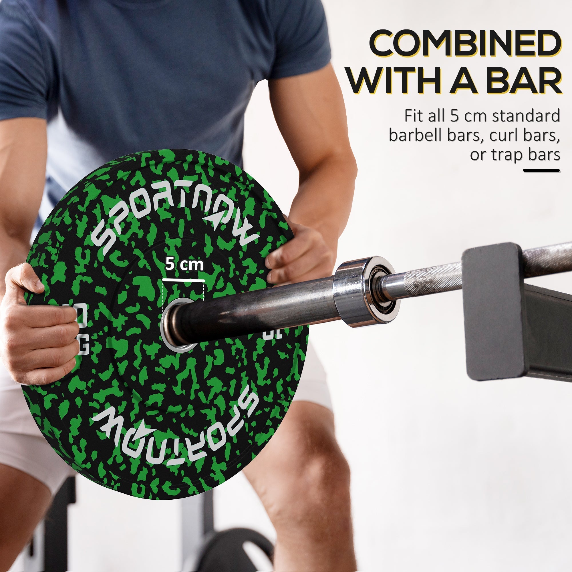 SPORTNOW Olympic Weight Plates with 5cm Holes, for Weight Lifting, 2 x 10kg