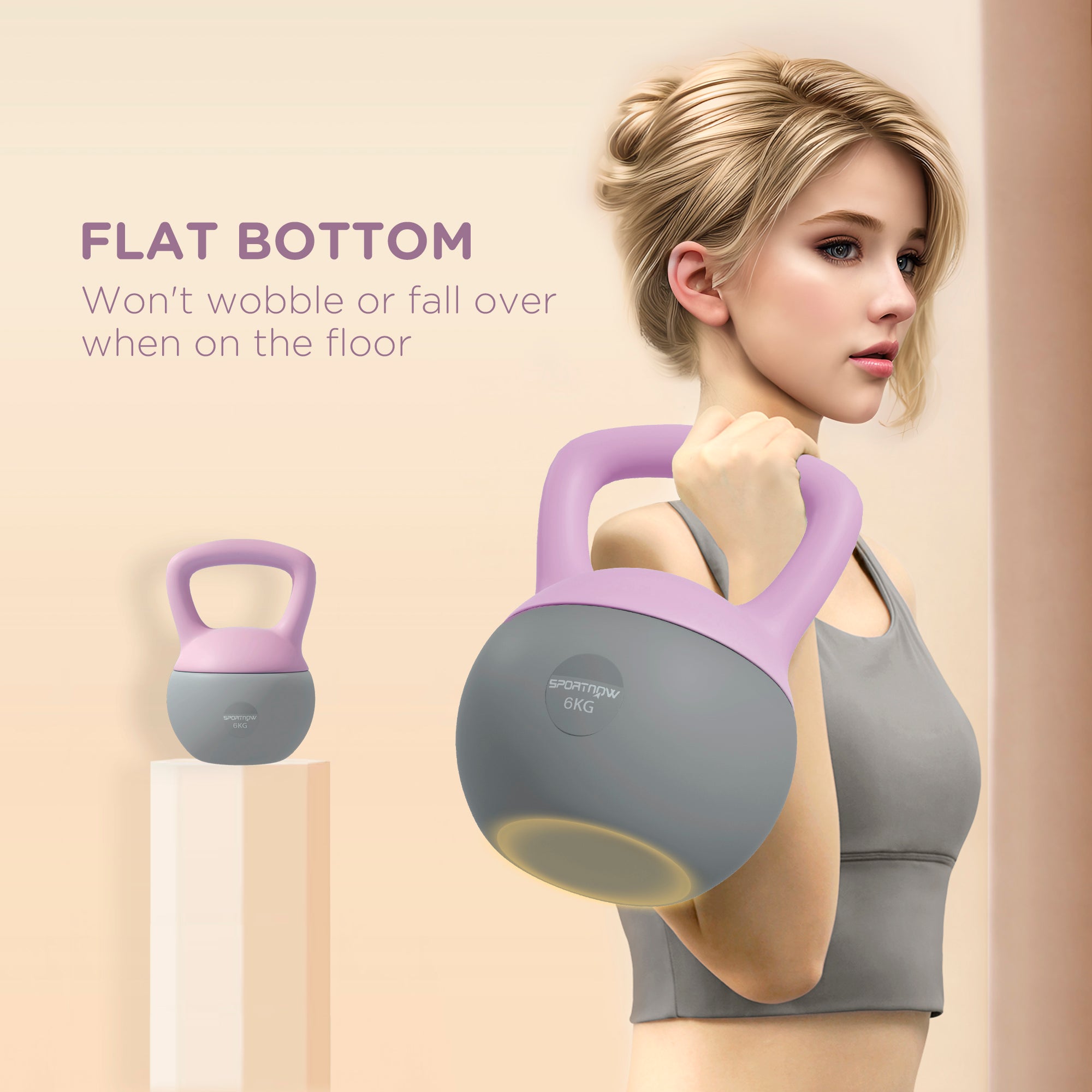 SPORTNOW 6KG Soft Kettlebell, Kettle Bell with Non-Slip Handle for Home Gym, Weight Lifting, Strength Training, Purple/Grey