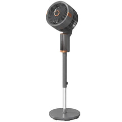 HOMCOM 20 dB Silent Standing Fan for Bedroom, 44" Pedestal Fan with 90° Oscillating, 8 Speeds and LED Light, Grey