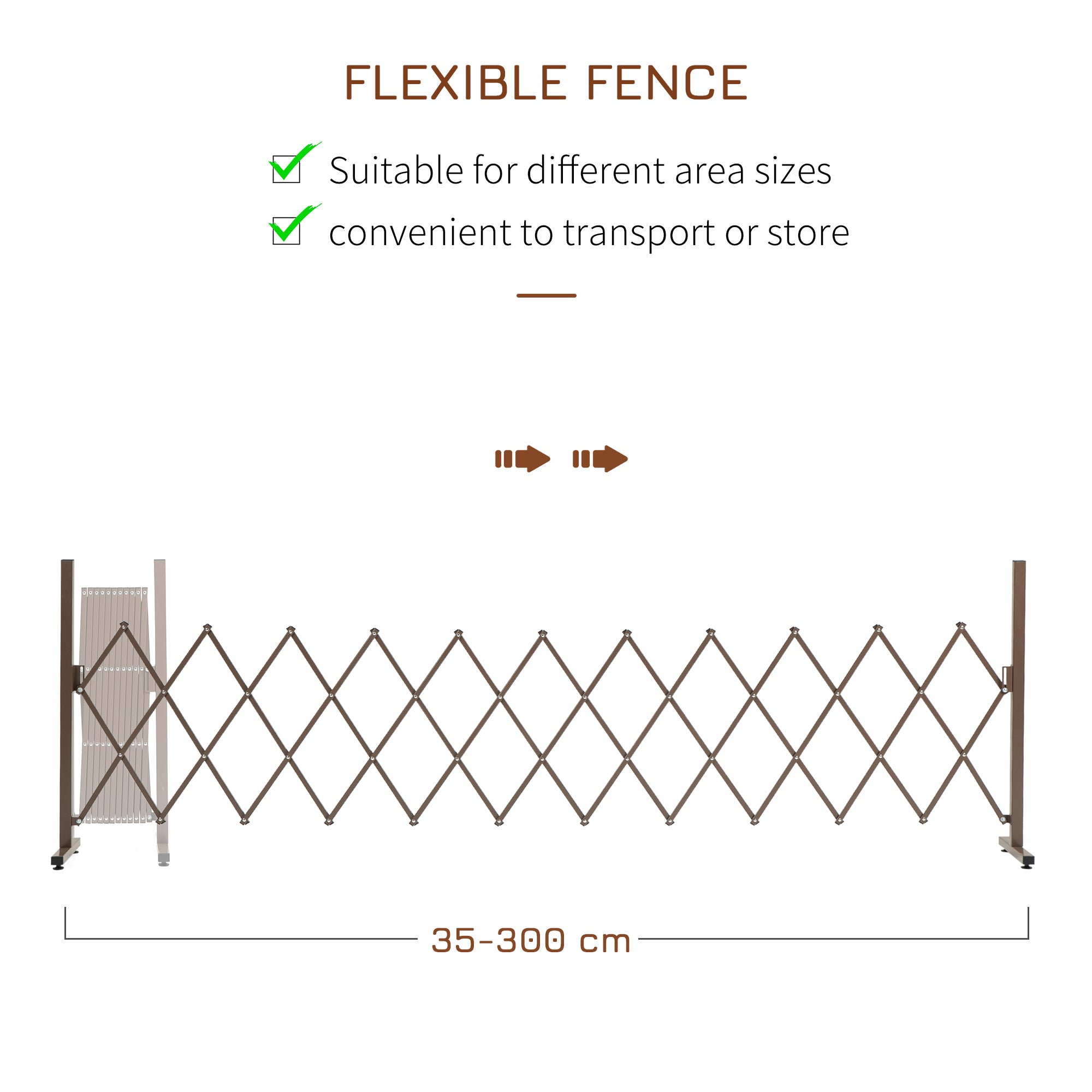Outsunny Expanding Trellis Fence Freestanding Movable Fence Foldable Garden Screen Panel Aluminum, 300cm x 103.5 cm, Dark Brown