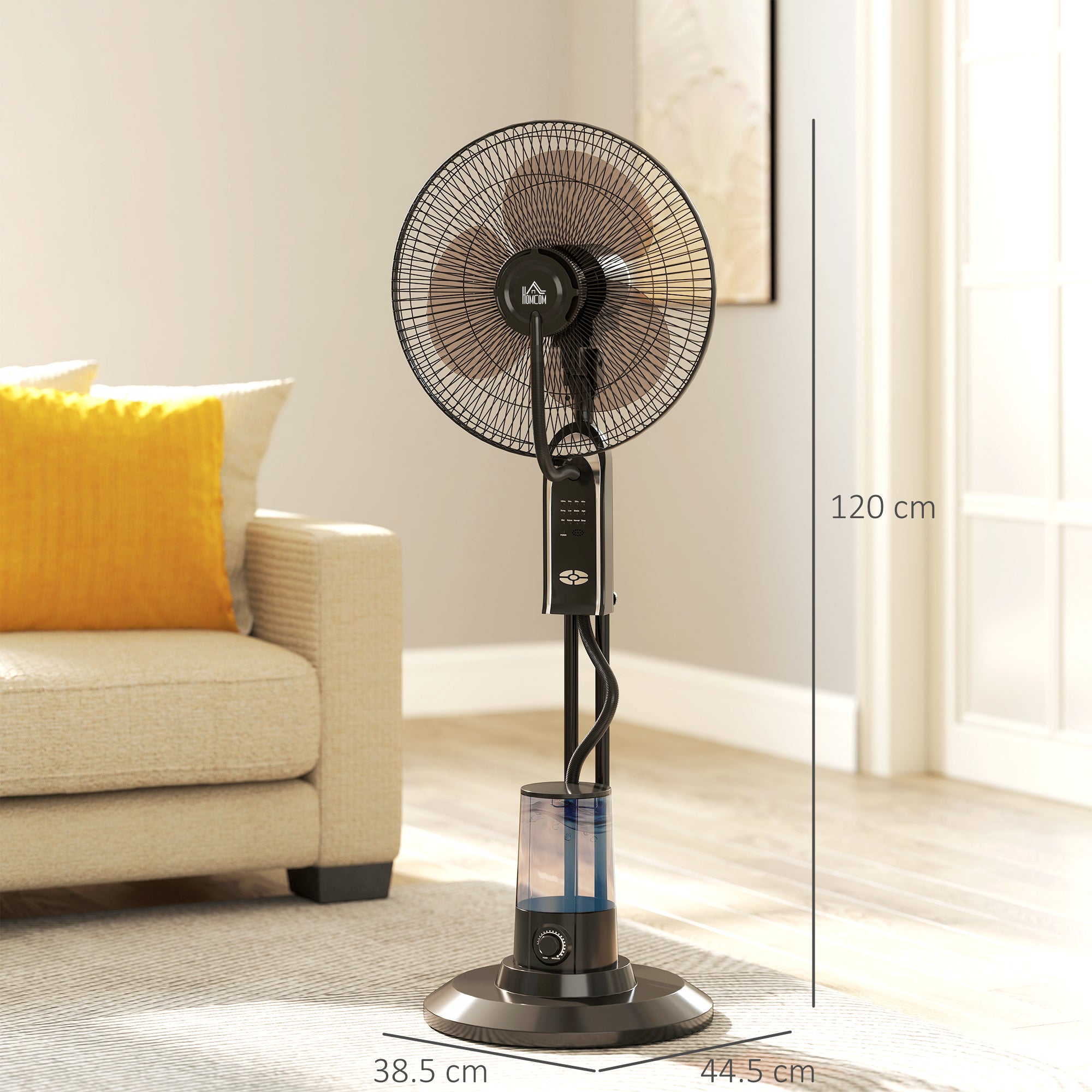 HOMCOM Pedestal Fan with Water Mist Spray, Spray Misting Fan with 70√Ç¬∞ Oscillation, Tilt Head, 3 Speeds, 3 Modes, Adjustable Mist, 3.2L Water Tank, for Home, 120 cm