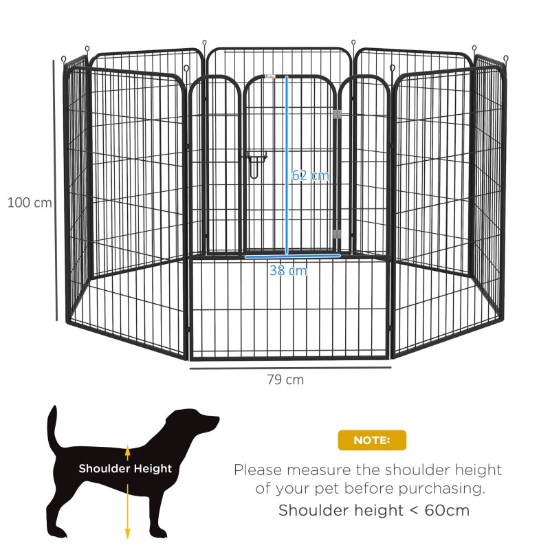 PawHut 8 Panels Heavy Duty Puppy Playpen, for Large, Medium Dogs, Indoor and Outdoor Use - Black