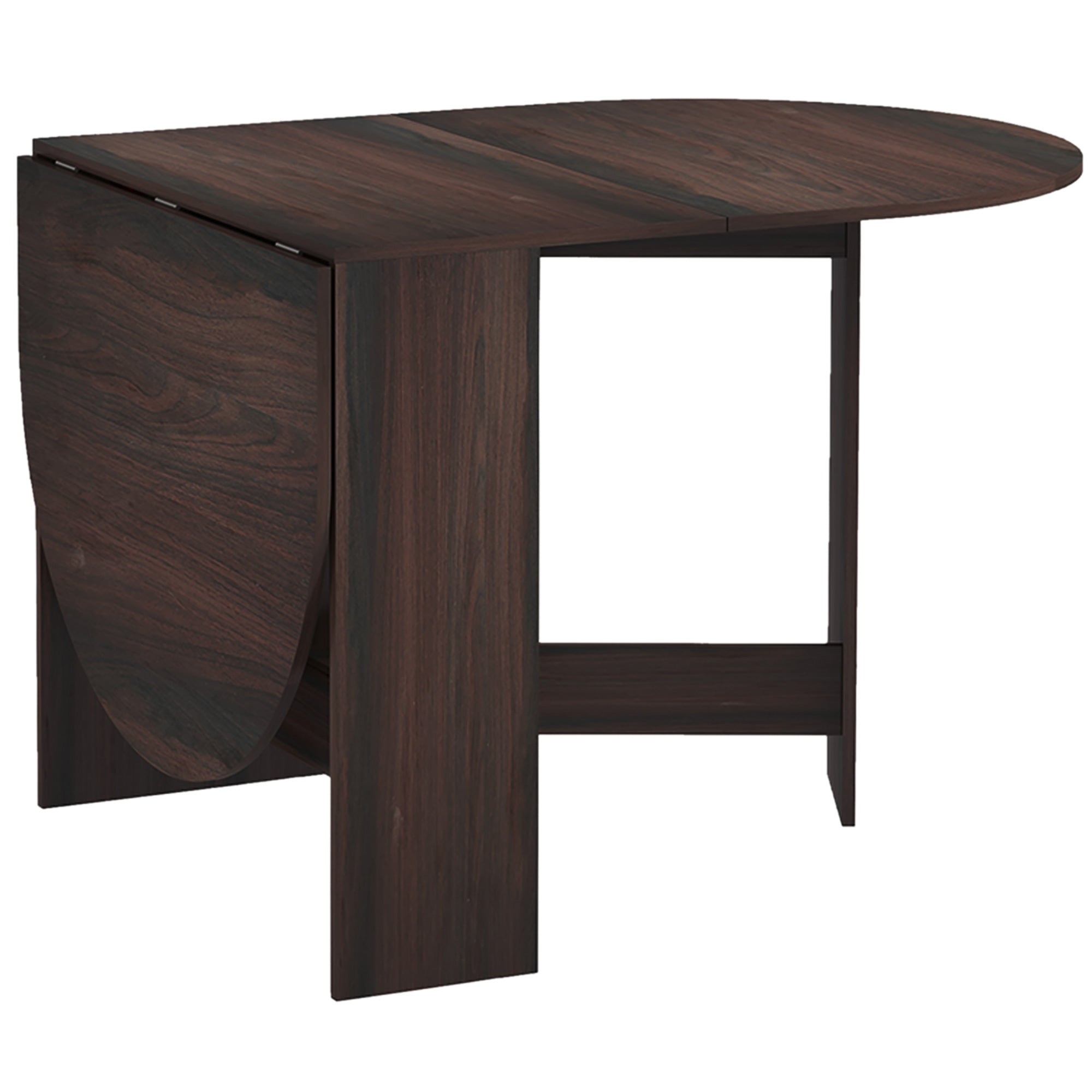 HOMCOM Folding Dining Table, Drop Leaf Table for Small Spaces, Oval Tabletop for Dining Room, Chocolate Wood Effect