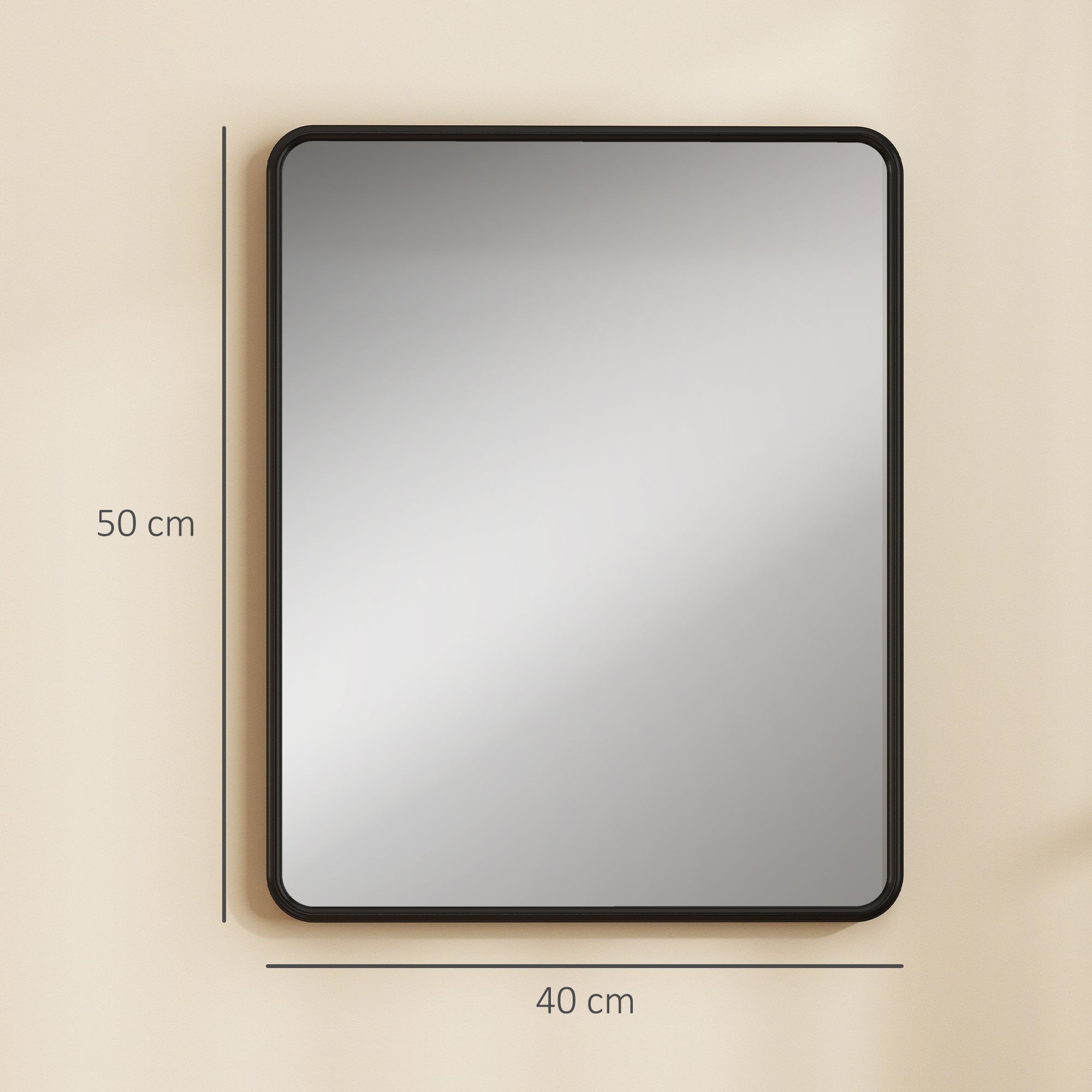 HOMCOM Rectangular Wall Mirror with HD Glass - Black