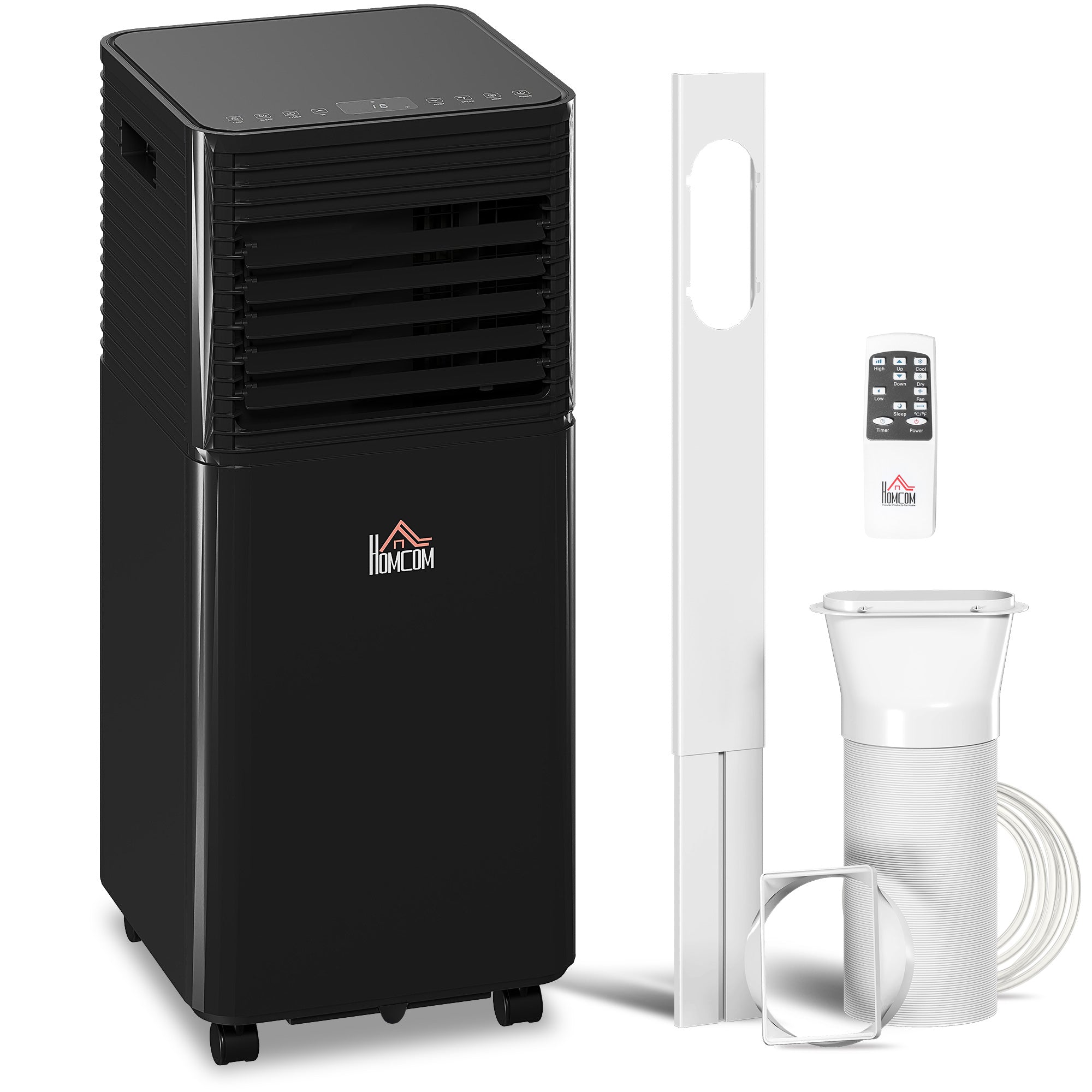 HOMCOM 8000 BTU 4-In-1 Portable Air Conditioner Unit Cooling Dehumidifying Ventilating  for Room up to 27mÂ², with Fan, Remote, 24H Timer, Window Mount Kit, R290, A Energy Efficiency