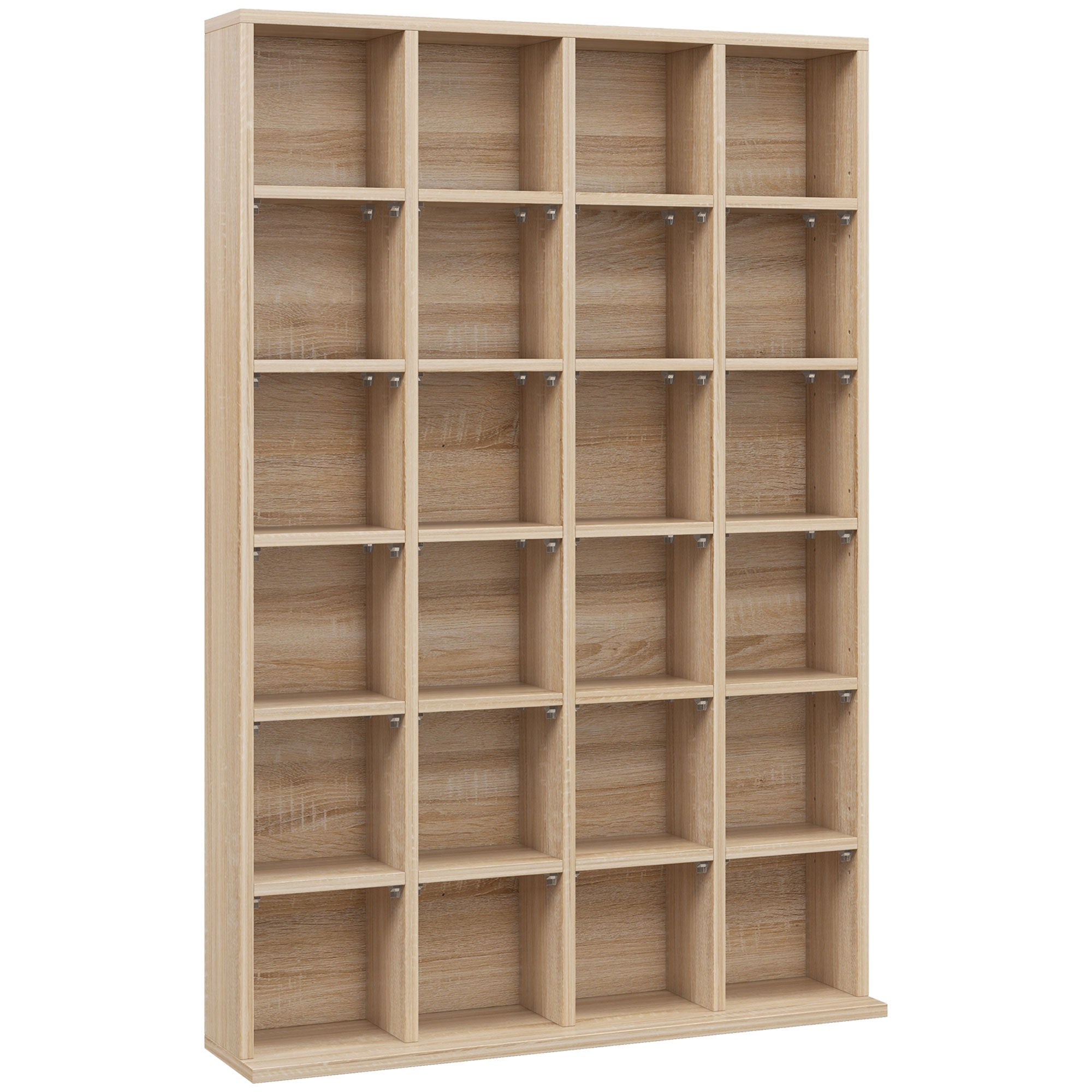 HOMCOM CD Storage Unit with Adjustable Shelves, 89 x 130.5 cm, Nature Wood Finish