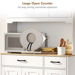 HOMCOM 175 cm Tall Kitchen Pantry Cabinet with Microwave Stand, Freestanding Pantry Cupboard, White