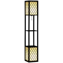 HOMCOM Floor Lamp with Shelves, Dual Light, Modern Tall Standing Lamps for Living Room, Bedroom, with Chain Switch, Bulb not Included, Black