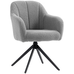 HOMCOM 360 Degree Swivel Accent Chair, Snow Flannel Armchair, Grey