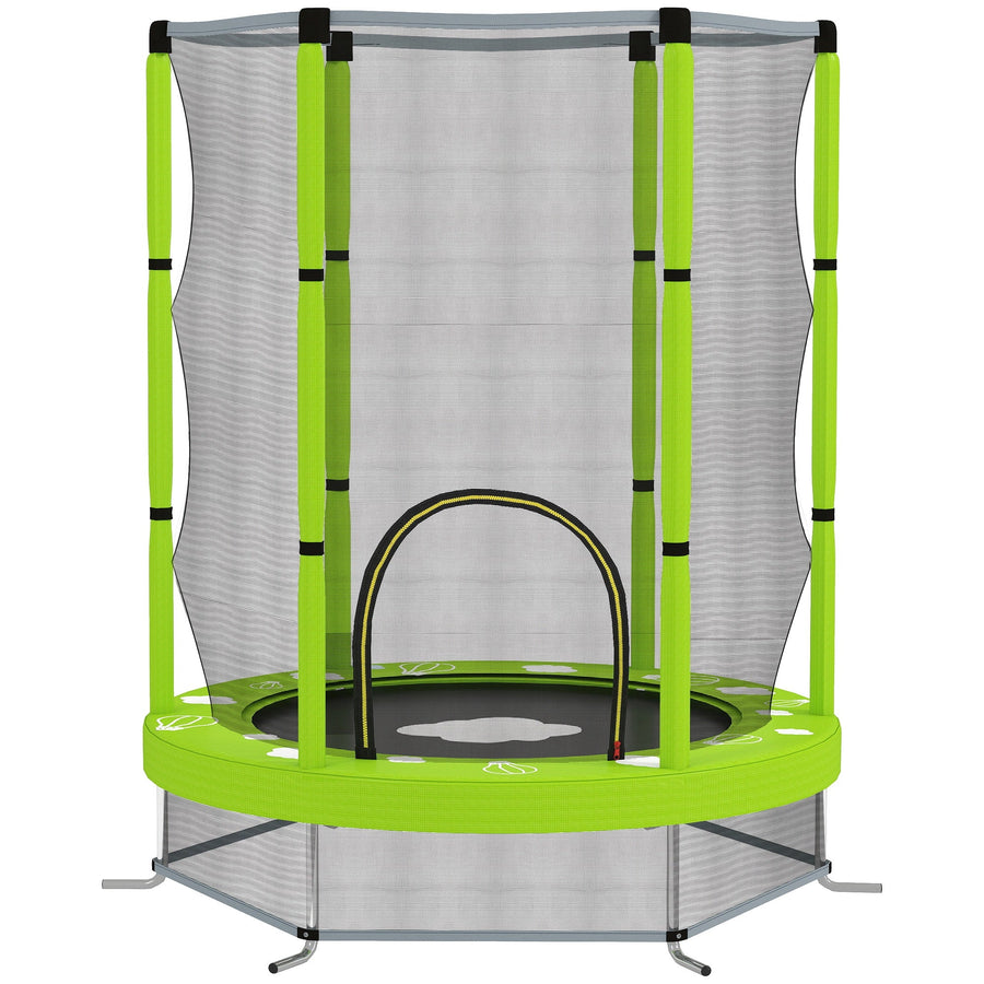 AIYAPLAY 4.6ft Toddler Trampoline w/ Safety Enclosure Net, for Indoor Outdoor Use, Ages 3-6 Years, Green