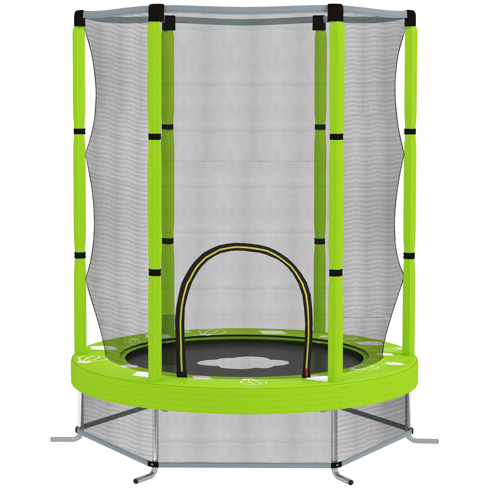 AIYAPLAY 4.6ft Toddler Trampoline w/ Safety Enclosure Net, for Indoor Outdoor Use, Ages 3-6 Years, Green