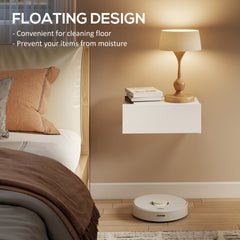 HOMCOM Floating Bedside Table Set of 2, Wall-Mounted Nightstand with Storage Drawer, White