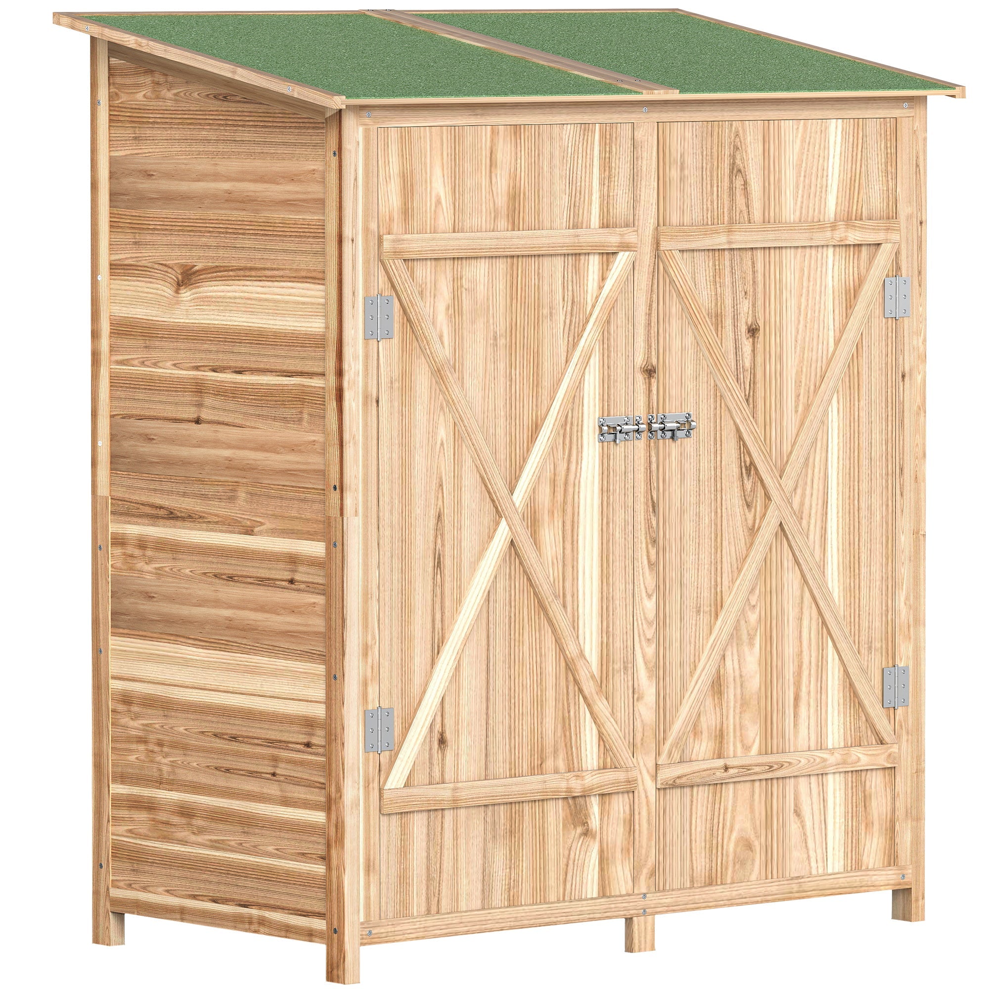 Outsunny 140 x 75 Fir Wood Garden Shed, with Asphalt Roof - Natural