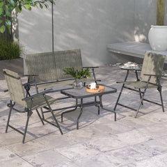 Outsunny Four-Piece Metal Garden Sofa Set - Mixed Brown