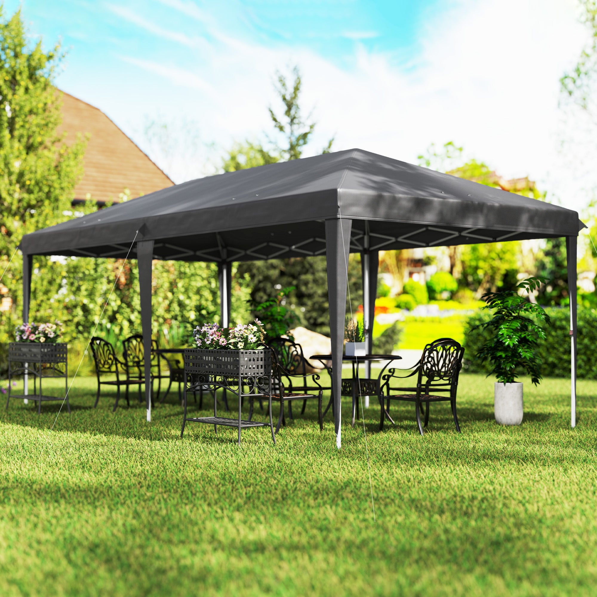 Outsunny 6 x 3 m Pop-Up Steel Frame Gazebo Grey