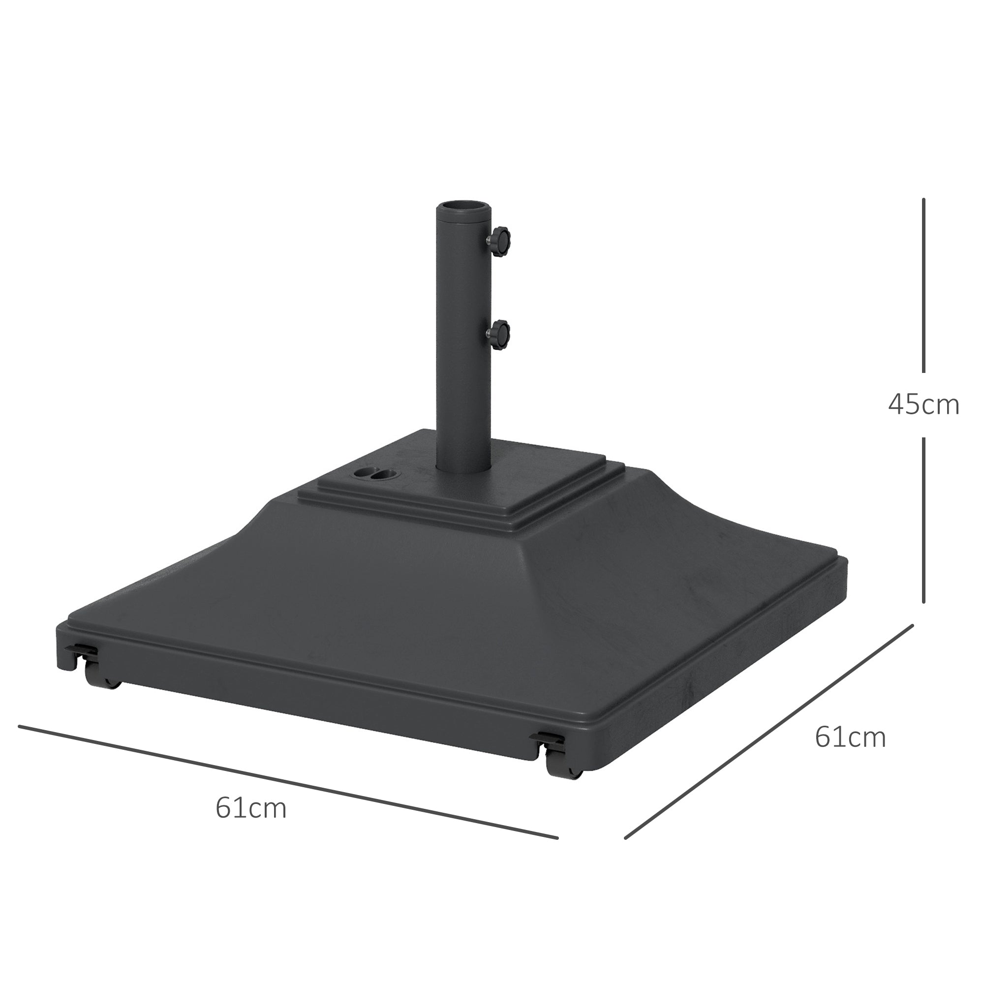 Outsunny 60kg Water/Sand Fillable Parasol Base, with Wheels - Black