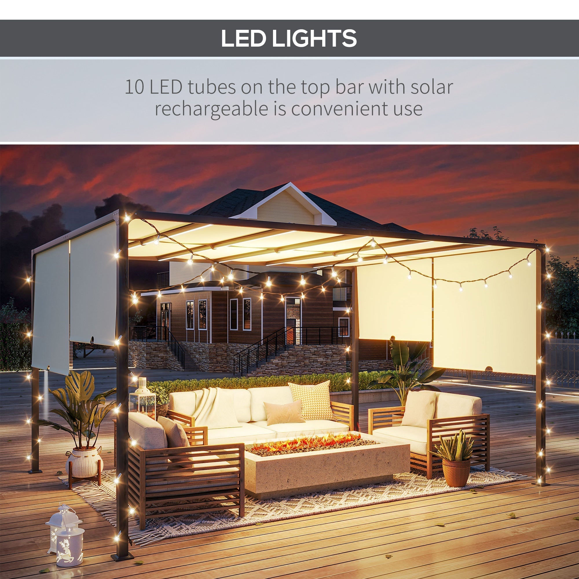 Outsunny 3 x 4m Outdoor Garden Pergola - Cream White