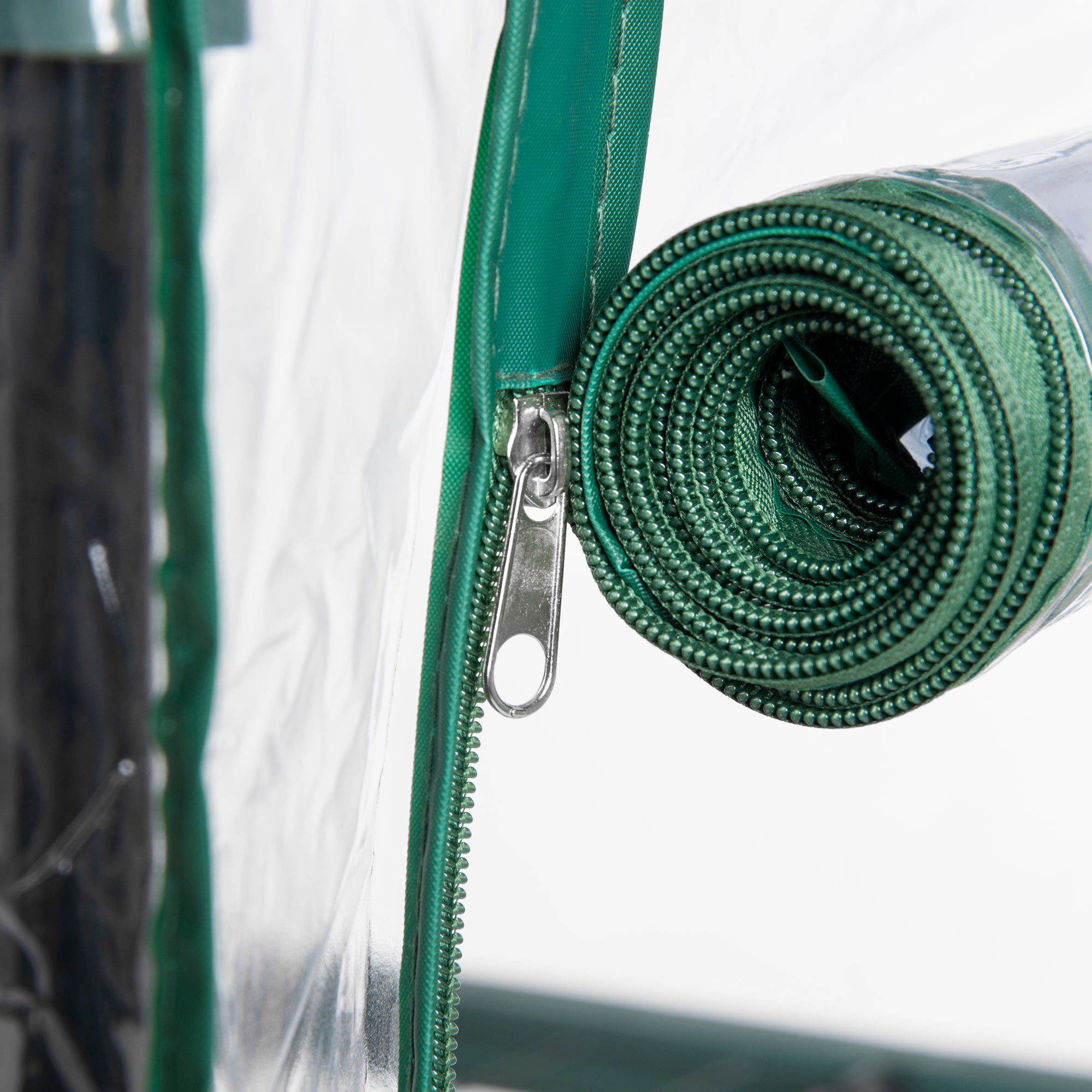 Outsunny 5 Tier Mini Greenhouse, Small Walk-in Greenhouse with Reinforced Plastic Cover, Garden Grow House with Roll Up Door and Shelves, 69 x 49 x 193cm, Green