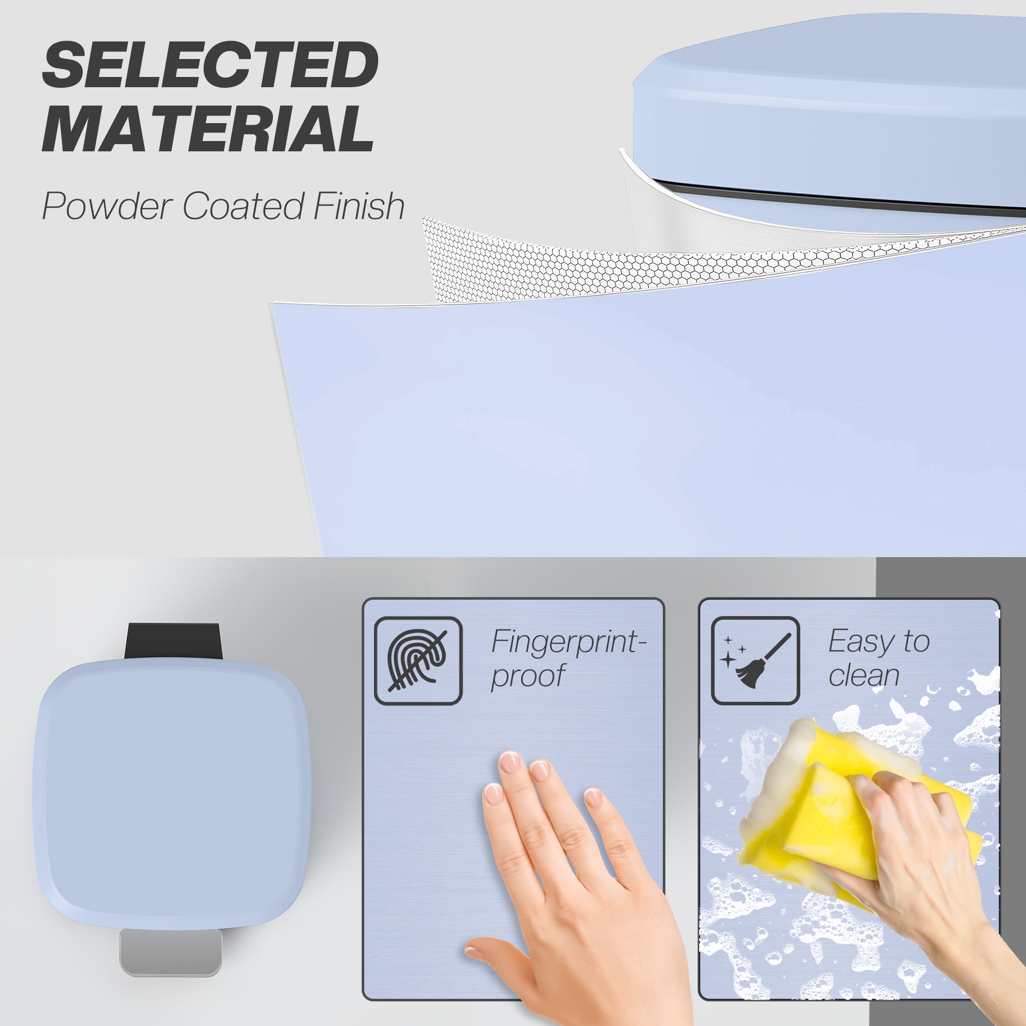 HOMCOM 20L Modern Boxy Metal Home Kitchen Bin - Light Blue