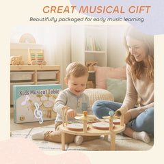 AIYAPLAY Baby Drum Kit, Wooden Kids Musical Instruments with Drums and Xylophone, Gifts for Girls Boys Birthday, Natural
