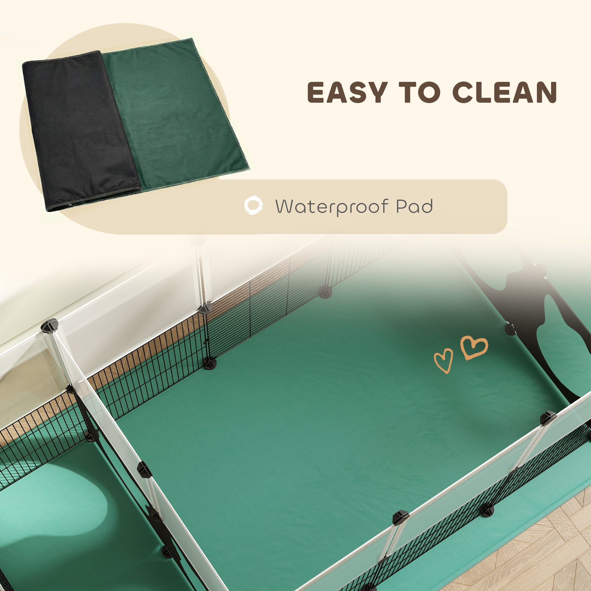 PawHut Pet Playpen with Waterproof Mat, DIY Small Animal Enclosure 34 Panels, Indoor/Outdoor Metal Pet Fence for Guinea Pigs