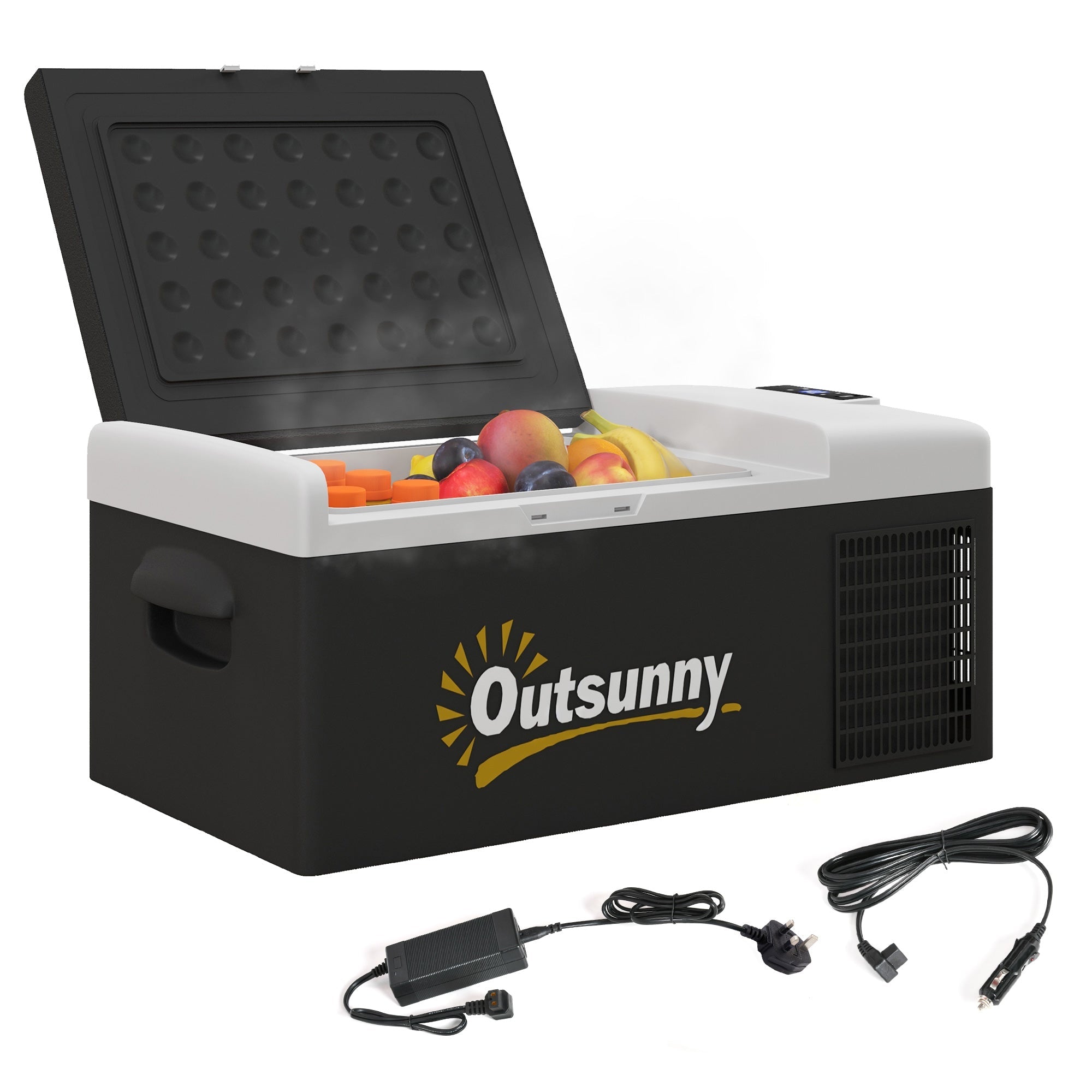 Outsunny 16L Portable Car Fridge, -20â to 10â Adjustable Temperature - Black/Grey