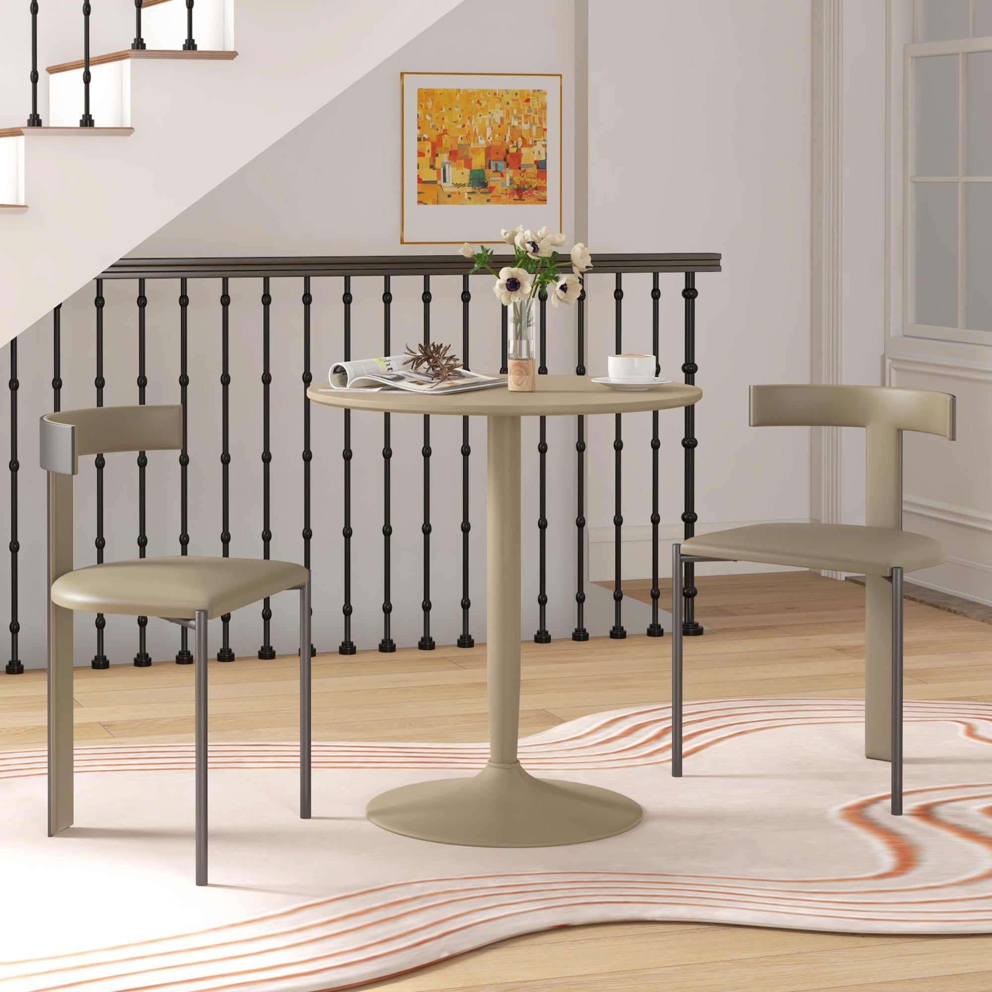 HOMCOM 75H x 70cm Two-Person Minimalistic Dining Table - Light Brown