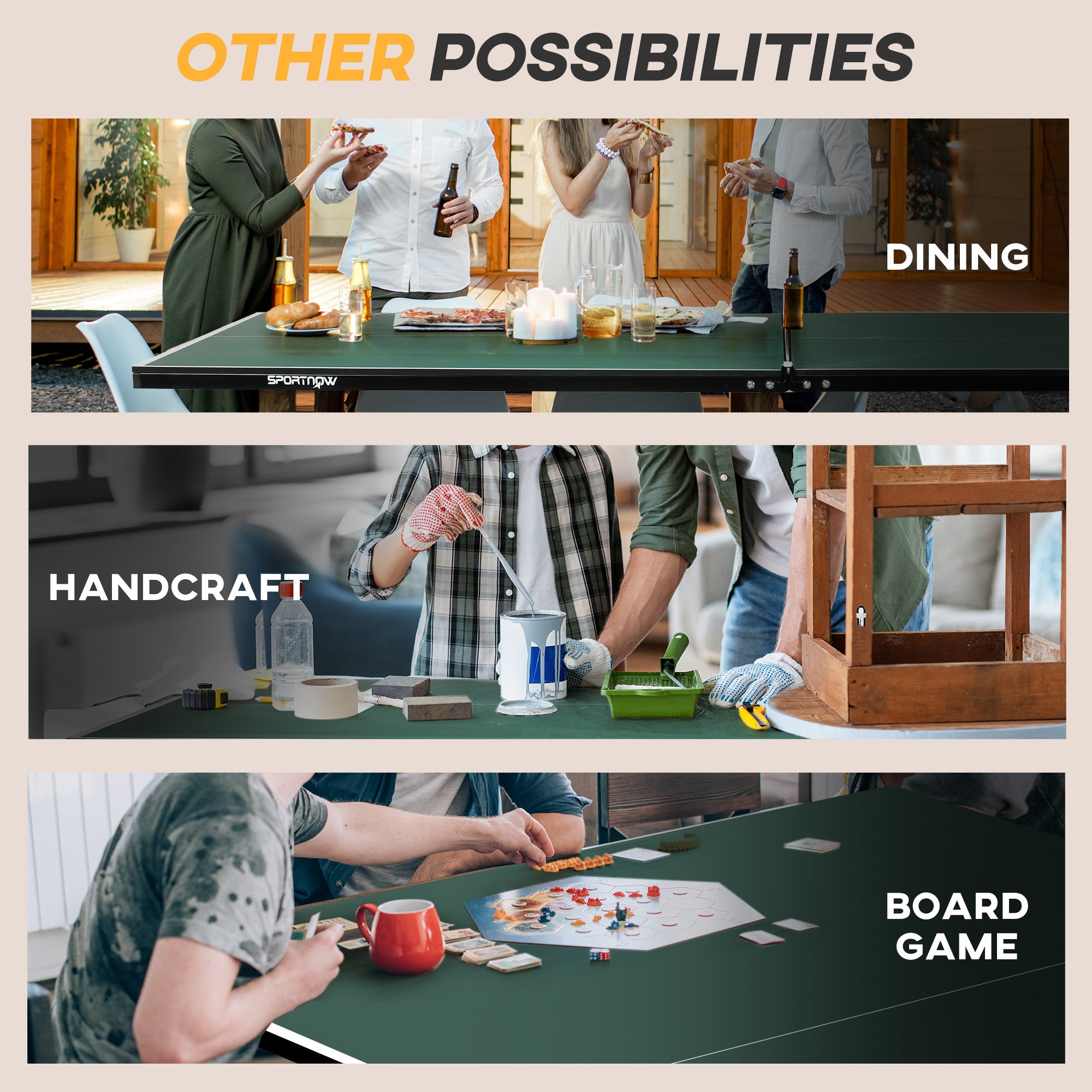 SPORTNOW 9FT Folding Tennis Table, with 8 Wheels, for Indoor Use, Green