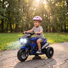 AIYAPLAY Kids Electric Motorcycle Ride-On Toy, 3-Wheel Battery-Operated Motorbike with Horn, Toddler Ride On Bike, Blue
