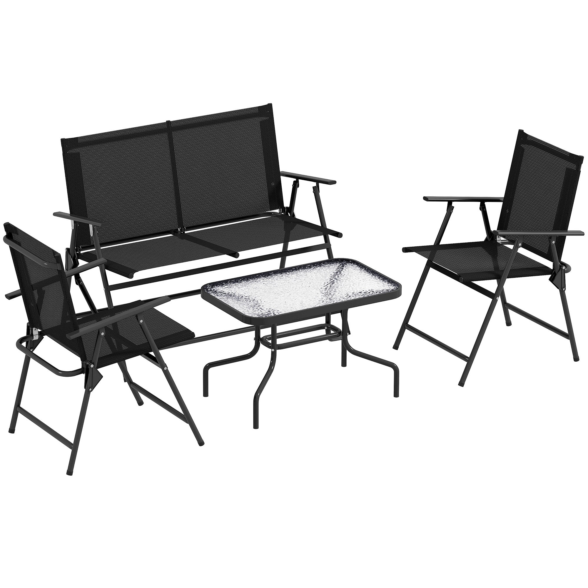 Outsunny Four-Piece Metal Garden Sofa Set - Black