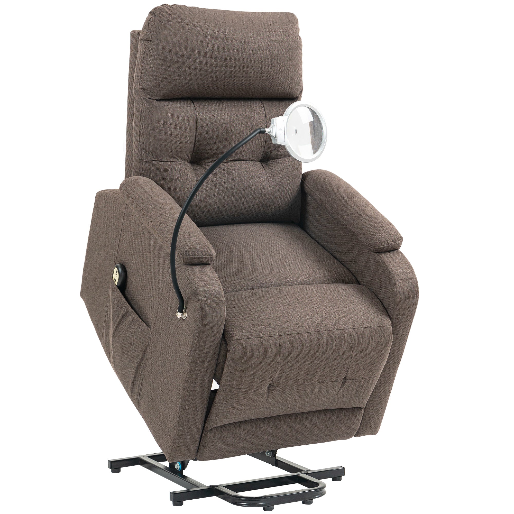 HOMCOM Electric Rise/Recline Armchair, with Reading Light - Brown