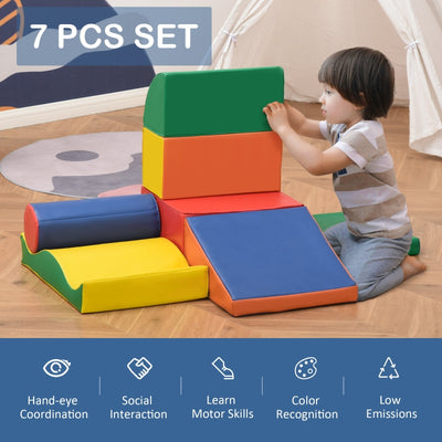 7 Piece Climb and Crawl Activity Play Set Kids Soft Foam Blocks Toddler Soft Play Equipment Building and Stacking Blocks Educational Play