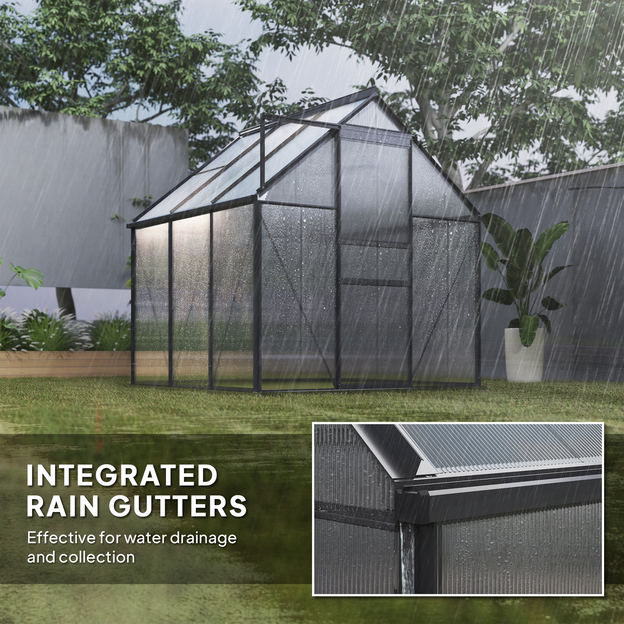 Outsunny 190 x 190cm Walk-In Polycarbonate Greenhouse