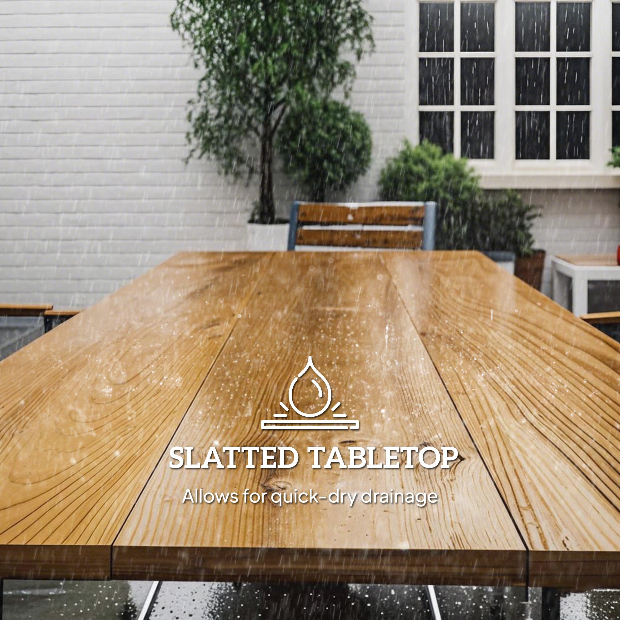 Outsunny Seven-Piece Wood Panel Patio Dining Set - Brown/Black